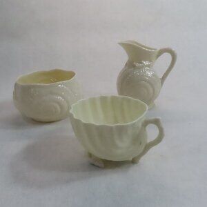 Belleek China Cup, Sugar Bowl & Creamer